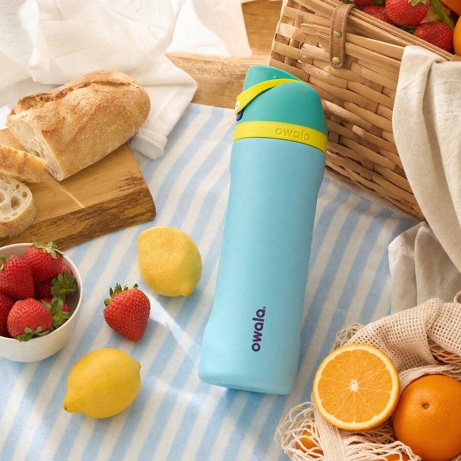 OWALA FreeSip 24oz Insulated Cup, Stainless Steel Straw Bottle, Fashion Design, Popular Holiday Gift For Teens Adults, Great For Travel Sports & Outdoor Adventures - 淺藍色 - 查看 1