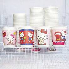 SANRIO Vasos de agua desechables lindos, diseño de 3 capas, patrón aleatorio, 10/25/50 piezas, vasos de papel grueso adecuados para el hogar y la oficina - Multicolor - Ver 6