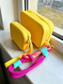 Silicone Waterproof Cosmetic Bag, Portable Travel Organizer Pouch For Makeup, Lipstick, Coins, USB, Earphones And Other Small Accessories, With Wrist Strap For Travel And Daily Use - Multicolor - View 18