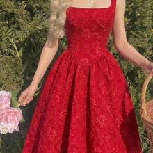 jianchaimaoyi02  MOD Vestido de mujer de estilo palaciego vintage rojo, vestidos de verano para mujeres, vestidos de dama de honor, ropa de vuelta al colegio - Rojo - Ver 2