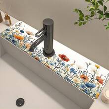 1 pieza Protector de salpicaduras de goma con diseño floral para grifo, alfombrilla antisalpicaduras para grifo de baño, protector de lodo, almohadilla de grifo a prueba de humedad y antideslizante, accesorio para encimera de cocina. Protege tu encimera de cocina. - Multicolor - Ver 13