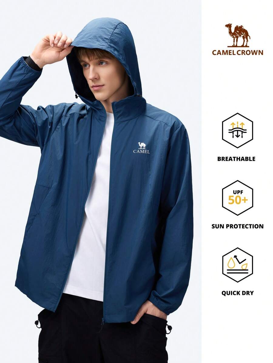 CAMEL CROWN Men's Outdoor Sun Protection Jacket, UV Protection, Waterproof, Cool, Moisture Wicking, Quick Dry. Suitable For Spring/Autumn/Summer. Unisex Style. - Penghu Blue - View 1