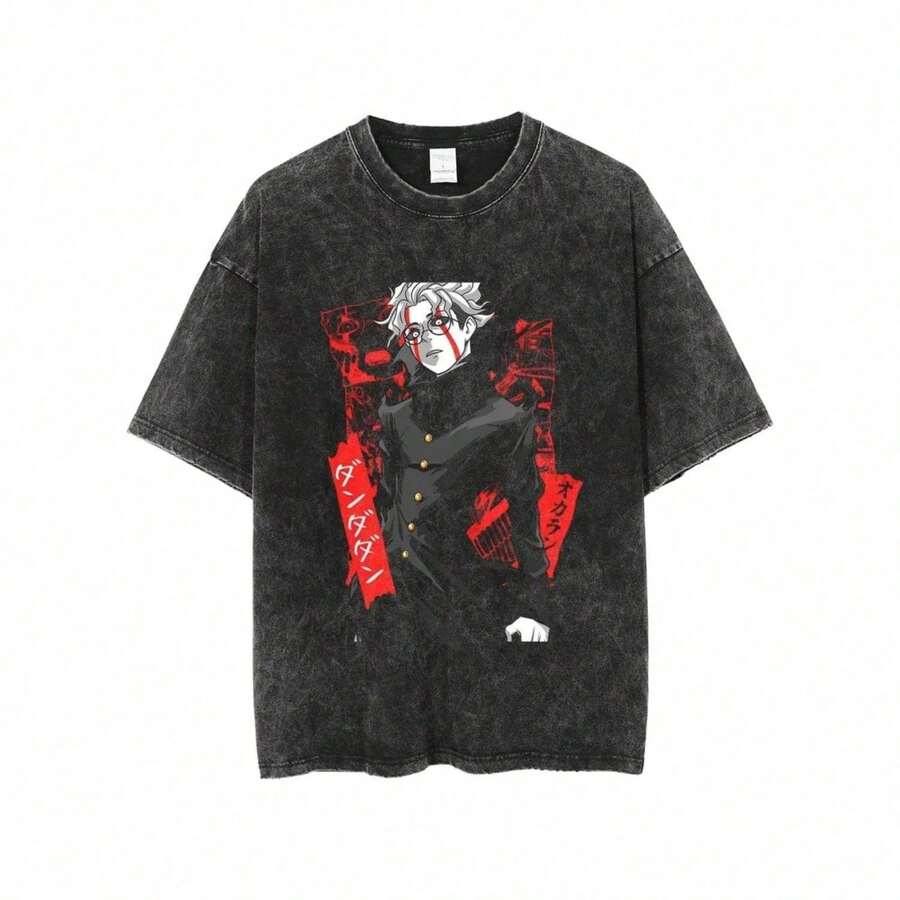 2026 Zhang LingHe Washed T-Shirt Streetwear Hip-Hop Fashion T-Shirts C-Drama Actor T-Shirt For Men And Women Short Sleeve Harajuku Summer - 後九洞 - 查看 1