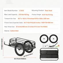 Bike Cargo Trailer, 275 Lbs Load Capacity, Heavy-Duty Bicycle Wagon Cart, Foldable Compact Storage & Quick Release With Universal Hitch, 20" Wheels, Fits Most Bike Wheels, Carbon Steel Frame - 275 Lbs - View 7