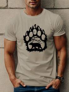Camiseta de manga corta para hombre con estampado de oso, top de verano - Blanco - Ver 11