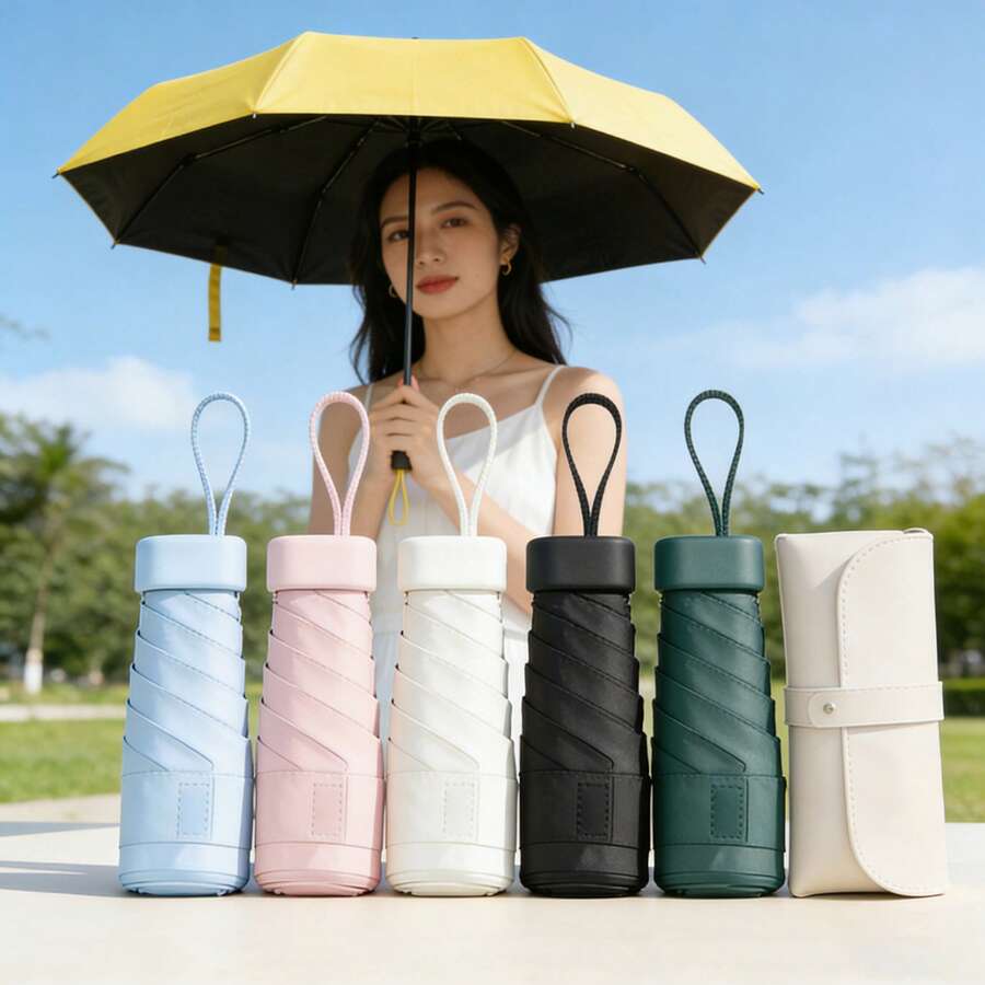 1件輕量便攜迷你膠囊傘 5折防曬防UV遮陽雨傘 女款 - 多色 - 查看 1