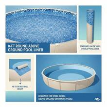 [Free Shipping] Round Swimming Pool Membrane 8-Ft For Backyard Leisure Home Recreation Summer Cooling, Overlap Installation Standard Gauge Vinyl 48-54-Inch Wall Height Manual Connection Solid Pattern Professional Grade Replacement Accessory-XY361213 - 預設10 - 查看 5