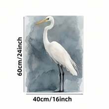 Enmarcado pieza de elegante impresión artística en lienzo de garza - Decoración de pared de aves en acuarela con marco negro, perfecta para el hogar, la oficina, el bar, el aula y el dormitorio, regalo ideal para el Día de la Madre, la graduación y la Pascua, decoración de pared para exteriores | Arte decorativo de pared | Decoración detallada de aves, decoración de aves - Enmarcado - Ver 6
