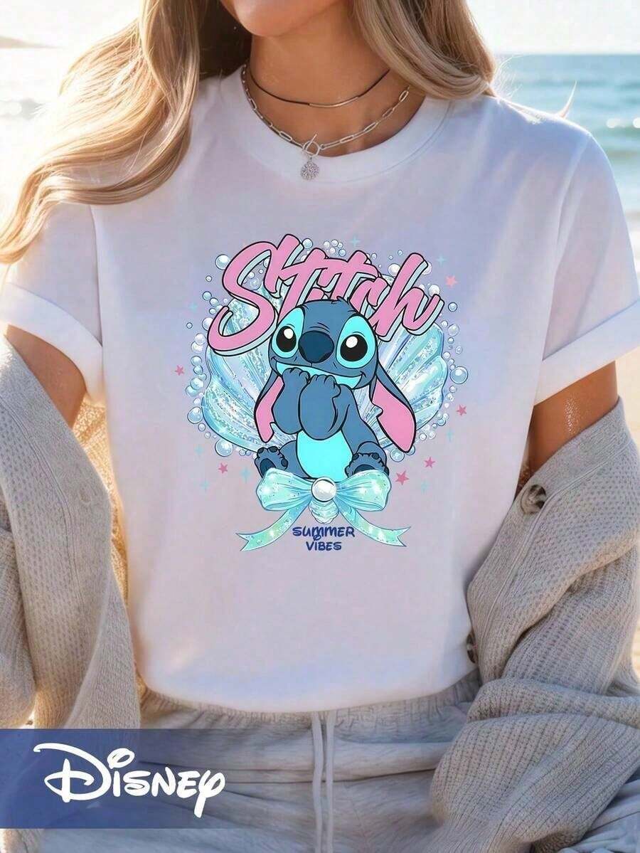 Disney Lilo & Stitch Stitch (Stich) Official Stitch T-Shirt - Cute Stitch Face & Lilo & Stitch, Short Sleeve Round Neck Tee For &, Casual Wear & Themed Parties, Machine Washable (Official Merchandise) -- Disneys Disneyland Paris The Magic Kingdom Disneyesque The House Of Mouse Mickey Mouse Empire Modest Summer Outfits Take That T Shirt Summer Coord Tops For Women Summer Summer Clothes Women Summer Clothes Summer Tops Summer Tops Women Summer Co Ord Summer Top Summer Outfits White Top Black Top Holiday Outfits For Women Tops For Women Summer Holiday Gifts Valentine's Day Gifts Earth Day Gifts Oktoberfest Gifts Summer Bank Holiday Gifts - White - View 1