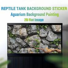 Piedra con musgo verde, pintura de fondo para acuario, pegatina de fondo para acuario, pegatina de fondo para terrario de reptiles, autoadhesiva por delante, decoración de paisaje para acuario, adorno para acuario - A - Ver 4