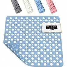 - Tapete de ducha antideslizante, cuadrado de 21x 21 pulgadas, antideslizante con ventosas y agujeros de drenaje, lavable a mquina, suave para los pies, azul - Azul + 21" x 21" (Cuadrada) - Ver 1