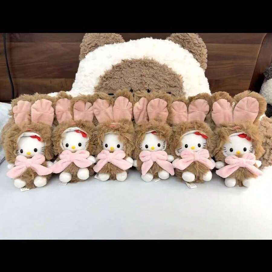 1 Pc Standing Ear Rabbit Furry Children's Plush Toy Backpack Accessory Birthday Gift Valentine's Day Gift Souvenir - Brown - View 1