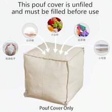 Louis Donné - Funda otomana cuadrada sin rellenar hecha a mano de funda de cojín para silla de piso de almacenamiento puf decorativo para sala de estar y hogar - Beis - Ver 4