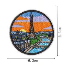 9件組世界著名地標旅行貼布組，圓形打卡紀念徽章，免縫熨燙DIY裝飾貼布，適用於夾克與背包 - 彩色 - 查看 8