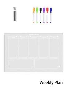 1pc Weekly/Monthly Planner Office Course Schedule Planning Board, Multifunctional Acrylic Desktop Planner, Erasable Transparent Memo Writing Board For Notes And Reminder Display, Home Decor, Back To School Room Decor, School Supplies - Multicolor - View 13