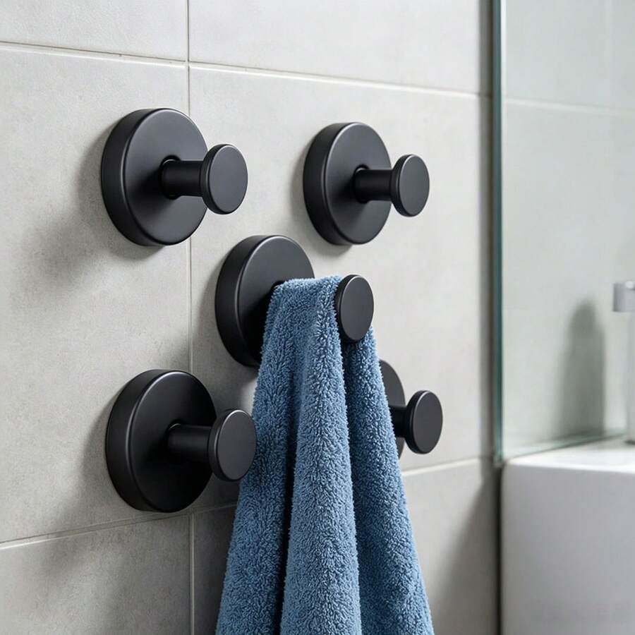 5pcs/8pcs/12pcs Modern Plastic Suction Cup Hooks, Wall-Mounted, Bathroom-Specific Suction Cup Clothes Hooks, Bathroom Towel Storage Tool, No-Drill Installation, Wall Hooks For Hanging Coats, Hats, Towels, Bathrobes, Wall-Mounted Hook Rack - Bathroom And Bedroom Essentials - Christmas Wreath Hooks