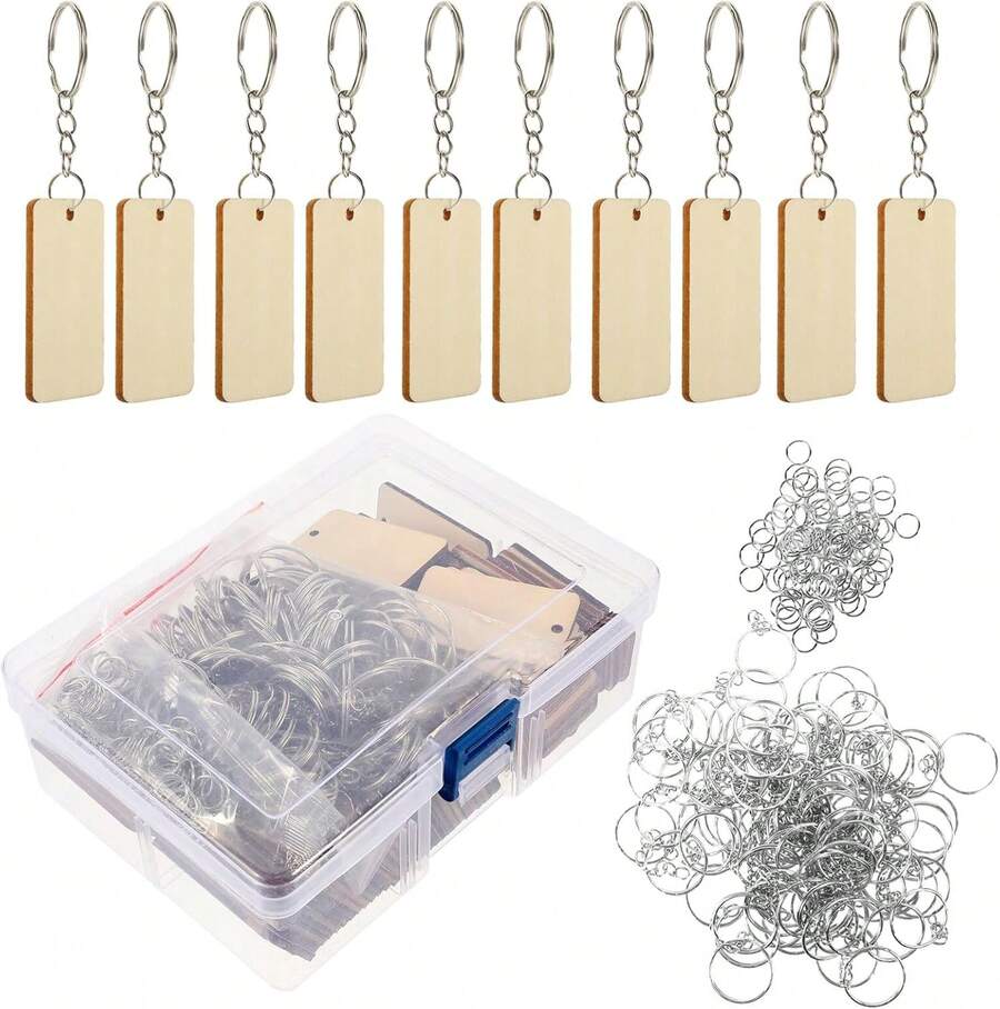 IMIKEYA 100Pcs Small Wood Log Slices Crafts 1.5-3CM Assorted Unfinished Wood Slices Bulk Natural Round Log Discs Crafts, Rustic Home Decor, Wedding Centerpieces, Party - 1 Set Wood KeyChain DIY - View 1