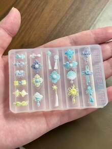 Neue chinesische Stil geprägte Pfingstrose Blume chinesischer Knoten exquisite Froschknopf Nagelkunst Kollektion Silikon Schnitzform - Transparent - Übersicht 8
