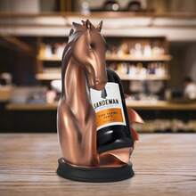 Horse Head Resin Wine Bottle Holder, Tabletop Wine Rack Decor W/Anti-Slip Stable Base For Home Bar Restaurant Party - Red - View 6