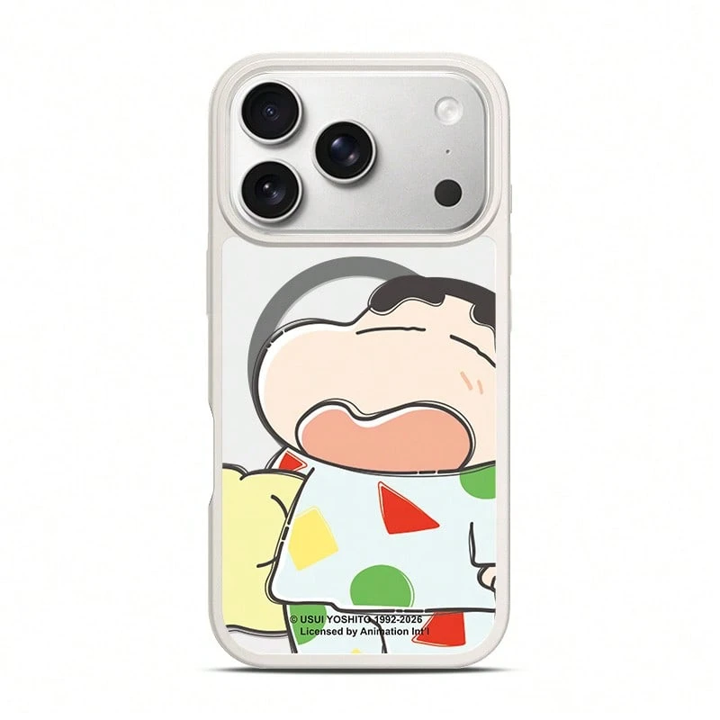 Miniso Crayon Shin-Chan Japanese Anime Cartoon Girl MagSafe Magnetic Charging Compatible With IPhone 17/18 Pro/18 Pro Max/17 Pro/17 Pro Max/17 Air/16 Pro Max/15 Pro/15 Pro Max/14/13/15 Pro/12 Pro/16 Plus Transparent Protective Case For Apple - White - View 1