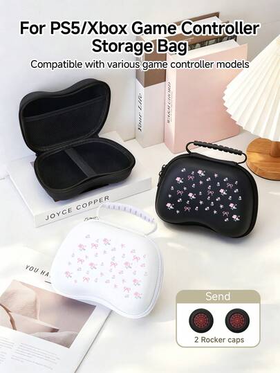 Túi đựng tay cầm chơi game họa tiết nơ hồng & hoa nhí, tương thích với tay cầm /tay cầm máy chơi game, bao gồm 2 nắp joystick tay cầm, chống bụi & chống trầy xước, bảo vệ máy chơi game yêu thích của bạn, quà tặng tuyệt vời cho game thủ Switch