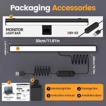 Computer Monitor Lamp, Computer Monitor Screen Light Care-Reading LED Task Lamp Adjustable Brightness Color Temperature Reading Laptops - View 9