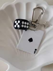 1/3pcs Poker Card Dice Keychain With Star Pendant, Spade Diamond Club Alloy Metal Keychain, Decorative Keychain, Can Be Hung On Bags, Cartoon Number Theme Accessory, Car Keychain, Pendant, Phone Chain, Car Hanging Ornament, Key Chain - Multicolor - View 8