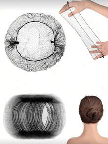 100pcs Black Elastic Hair Nets, Women's Invisible Hair Net Wig Cap, Suitable For Catering Service, Ballet Bun, Sleep, Flight Attendants, Nurses, Fine Mesh Professional Bun Net - Black - View 1