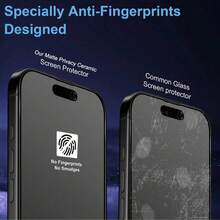Kamyuurs 3 قطع واقي شاشة مطفي مضاد للتجسس، متوافق مع IPhone 16 17 Pro Max 17Air 16E 16 Plus 15 Pro Max 6.9 6.7 بوصة، فيلم سيراميك خصوصية مطفي، فيلم ناعم غير زجاجي، تغطية كاملة سيراميك خصوصية مطفي، مضاد للبصمات، مضاد للوهج، مضاد للتجسس - الأسود - مشاهدة 3