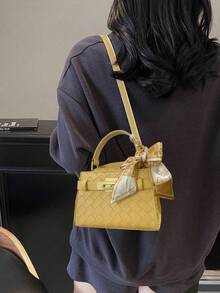 黃色女款新款鱷魚紋手提包，今年流行單肩斜背包 - 黃色 - 查看 5