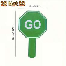 1/2pcs Red/Green GO/STOP Wooden Handheld Sign, Durable, Wear-Resistant, Anti-Deformation, Suitable For Team Building Interactive Games, Creating Atmosphere, Controlling Scenes, Guiding Activity Fun, Can Be Used As Interactive Props Or Atmosphere Regulators, Easy-To-Use Handheld Sign To Liven Up The Atmosphere And Enhance Activity Participation - A - View 2
