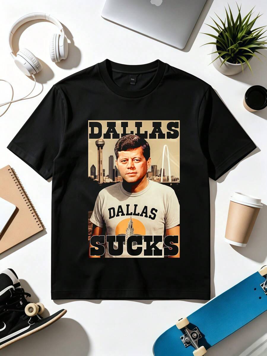 Kennedy Sucks T-Shirt. Soft Fabric, Loose-Fitting, Everyday Casual T-Shirt. - Black - View 1