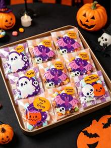 100 piezas Bolsas de regalo de Halloween, Bolsas autosellantes, Decoraciones de Halloween, Bolsas de almacenamiento, Decoraciones para fiestas de Halloween, Bolsas de embalaje de regalos, Suministros para fiestas de trucos o , Decoraciones de Feliz Halloween, Bolsas para aperitivos, Decoraciones de Halloween aterradoras, Decoraciones de atmósfera espeluznante - calabaza a cuadros - Ver 2