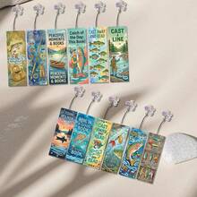 Terlaris - Set Pembatas Buku Lukisan Berlian DIY 12 Buah - Desain Master Memancing, Dekorasi Mosaik Aneka Warna - View 6