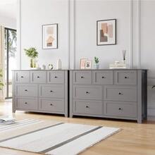 Dresser With 7 Deep Drawers For Bedroom, Modern Simplist Wood Storage Chest With Gold Handles, Oversize Organizer For Closet, Hallway, Living Room, Entryway - 灰色 - 查看 4