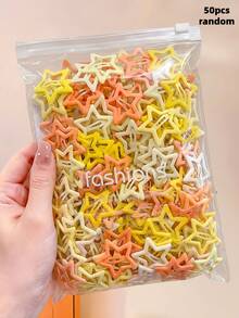 100/50/30/10pcs Cute Y2K Five-Point Star BB Hair Clips, Bright Yellow Color Broken Hair Clips, Basic Matching Hair Accessories - Suitable For Girls, Daily School, Party, Sports - Multicolor - View 13