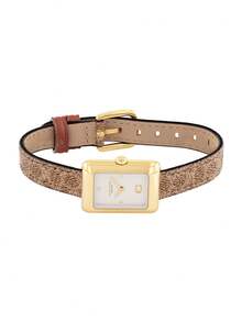 Coach Jam Tangan Wanita Quartz MARA dengan Dial Persegi Geometris, Tahan Air, Mesin Quartz, Terinspirasi Gaya Klasik dengan Presisi Modern - Coklat - View 5