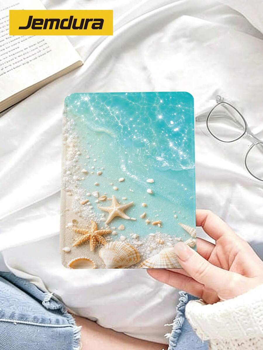 綠松石夏季海灘圖案印花，適用於 Kindle NK 11/Ko-Bo/Kindle Youth Edition/Kindle Paperwhite 5, Kindle 2024 保護殼/平板電腦三折立式保護殼，具備自動喚醒/睡眠功能，輕巧方便，完美貼合保護您的閱讀設備，適合兒童禮物/家庭禮物 - 彩色 - 查看 1