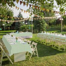 1/3pcs Light Green Plaid Tablecloth 54 X 108 Inches Disposable Rectangular Picnic Table Cover For Birthday Party, Christmas Theme Party Table Decor, Picnic Table Mat, Wedding Party Decoration - Multicolor - View 5