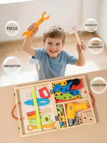 Screw Tool Box, Detachable Assembly Children's Electric Drill Hands-On Repair, Baby Educational Puzzle Toy - Multicolor - View 3