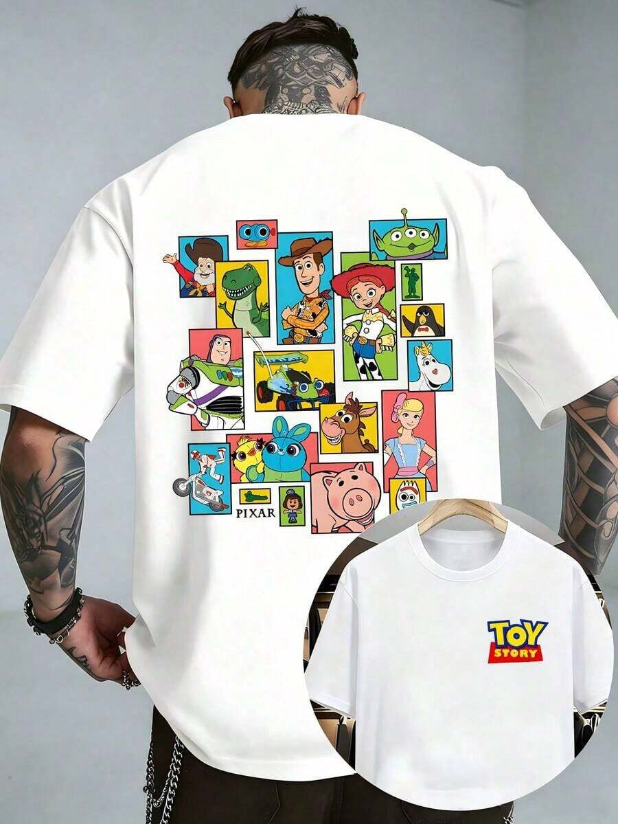 T-shirt à carreaux Disney Toy Story sous licence officielle, pour homme, 100 % coton, manches courtes et col rond. Avec des personnages emblématiques comme Wood, Buzz l'Éclair, Jessie, Rex et Ham l'extraterrestre, ce t-shirt grande taille au style rétro est idéal au quotidien, pour les sorties estivales décontractées, les vacances en famille, les parcs d'attractions et bien plus encore. Un indispensable pour homme. - Blanc - Voir 1