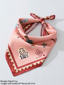 1pc Women's Fashion Summer Vacation Style Coconut Tree & Moon Pattern Scarf - Versatile Ladies Scarf Accessory, Made Of Polyester, Suitable For Daily Stylish Matching - Multicolor - View 3