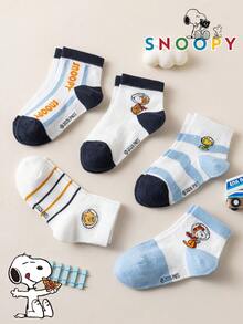 1/5/10 paires de chaussettes pour enfants authentiques Snoopy, motif rayé à pois colorés, motif minimaliste, schéma de couleurs dopamine, motif chiot, chaussettes courtes de sport décontractées, motif de dessin animé mignon unique Snoopy, chaussettes d'été pour garçons et filles, anti-odeur, absorbant la transpiration, chaussettes de sport polyvalentes décontractées, motif de dessin animé, tailles européennes et américaines, tissu de haute qualité - Multicolore - Voir 9