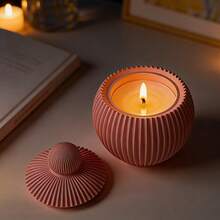 Vertical Stripe Round Storage Jar Epoxy Resin Mold DIY Round Aromatherapy Plaster Candle Cup Ornament Silicone Mold - Storage Mold - View 6