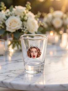 1pc Personalized Funny Shot Glass 2oz Customizable Photo And Name Wedding Bridesmaid Groomsman Gift Birthday Party Unique Gift With Face Pattern - Multicolor - View 3