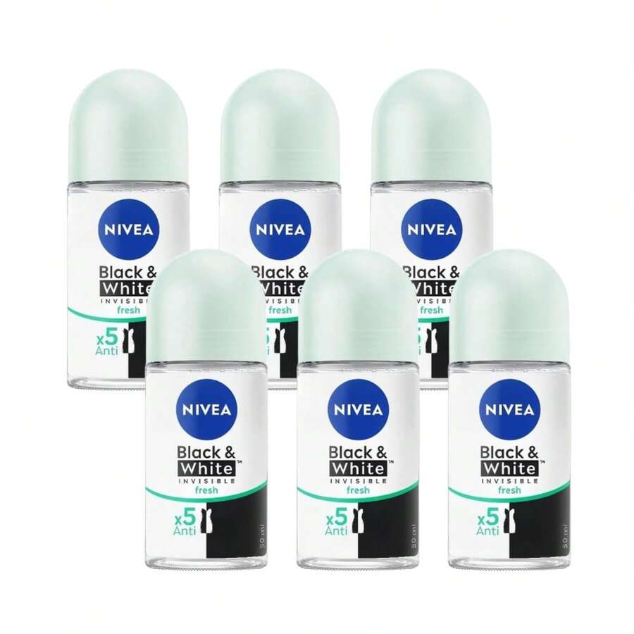 Nivea Black & White Invisible Fresh Roll-On Deodorant - 1.69 Fl Oz - Pack Of 6 - Multi Scents - View 1