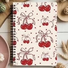Cherry Spiral Notebook - College Horizontal Line Design, Exquisite Cherry And Heart Pattern, High-Quality Paper, Portable Study And Creative Writing Essential - Ideal For Students And Prof - B - View 6