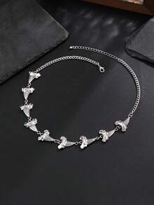 1 buah Kalung Gigi Hiu Logam yang Dipersonalisasi, Kalung Rantai Geometris, Perhiasan Menawan, Hadiah untuk Pria, Hadiah Hari Ayah - Perak - View 2