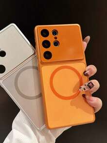 適用於 Galaxy S26 Ultra S25 Ultra S24 S23 Ultra 的磁吸手機殼，大視窗霧面防震保護套 - 鈦橙色 - 查看 3