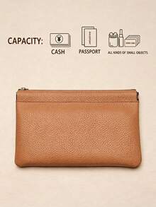 Portefeuille long en PU pour femmes, portefeuille long  de vache de première couche avec fermeture automatique, porte-cartes, sac à documents, fermeture automatique, sac de rangement pour écouteurs, câble de données, espèces, cosmétiques, articles de première nécessité, cadeau d'anniversaire, cadeau de la Saint-Valentin - Voir 13